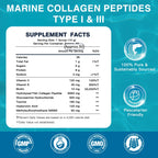 DRFOSTER Marine Collagen Peptides Powder with MSM + GC, Multi Type I & III Collagen with Hyaluronic Acid, Vitamin C & E for Skin, Hair & Nails, Wild-Caught Fish, 50 Servings