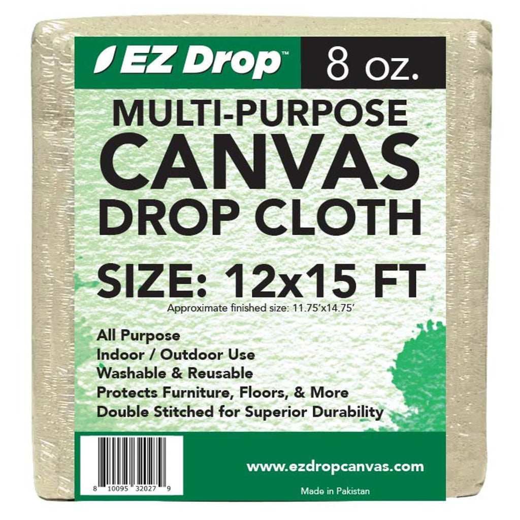 EZ Drop Painter's Large Canvas Fabric Drop Cloth for Painting (12 ft. x 15 ft.)