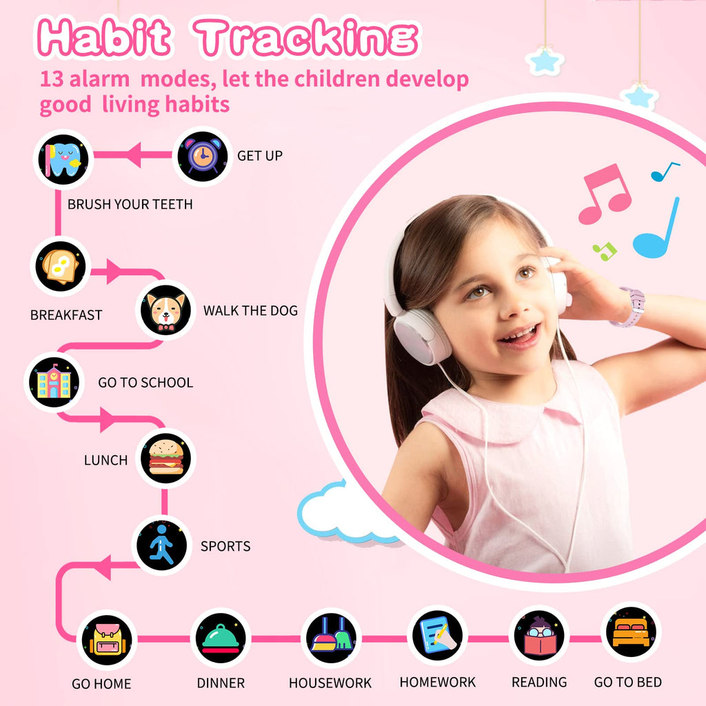 Kids Smart Watch Gift for Girls Age 5-12, 39 Games HD Touch Screen Watches with Video Camera Music Player Pedometer Flashlight 12/24 hr Educational Toys Birthday Gifts for Girls Ages 7 8 9 10