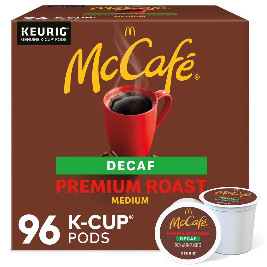 McCafe Premium Roast Decaf Coffee, Single Serve Keurig K-Cup Pods, Decaffeinated, 96 Count (4 Packs of 24)