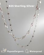 Annika Bella Double Stranded Sterling Silver Bracelet for Women, Dainty Waterproof Chain Bracelet for Women, Teen (Twirl & Satellite Chains)