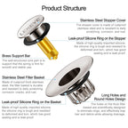 LEKEYE Tub Stopper | Shower Drain Hair Catcher | Pop-up Drain Stopper with Strainer | Bathroom Bathtub Plug | Drain Protector for 1-1/2 to 1-3/4" Bath Drain Hole - Brushed Nickel