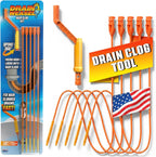 Flexisnake Drain Weasel Hair Clog Remover Kit – Plumbing Snake Auger for Cleaning Shower, Bath Tub, Bathroom Drains with Rotating Handle and 5 Disposable Wands, Made in USA