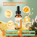 Liquid SAM E Drops, 2 Fl Oz,SAM-E(SAMe) Supplement 400MG S-Adenosyl-L-Methionine with Vitamin B6,B12,Folate,Joint Support & Liver Health，Pineapple Flavor,98% Absorption &Better Bioavailability,0 Sugar