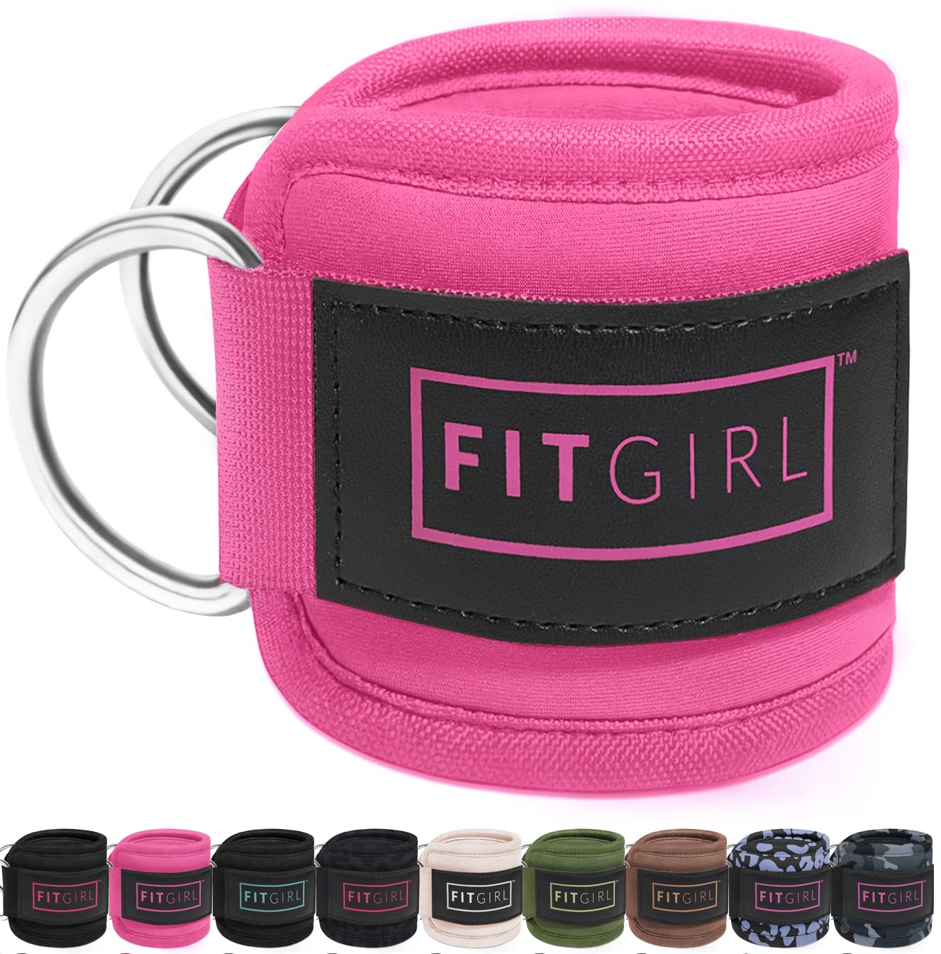 FITGIRL - Ankle Strap (Single) for Cable Machines and Resistance Bands, Work Out Cuff Attachment for Home & Gym, Glute Workouts - Kickbacks, Leg Extensions, Hip Abductors, Women Only (Pink, Single)