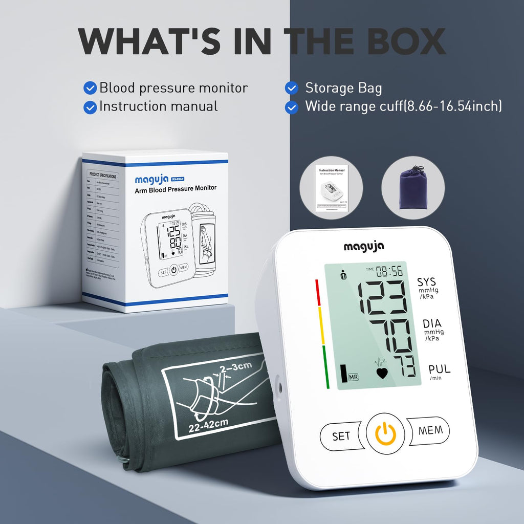 Arm Blood Pressure Monitor,maguja Blood Pressure Machine,BP Monitor Automatic Upper Arm Digital with Blood Pressure Cuff for Home Use