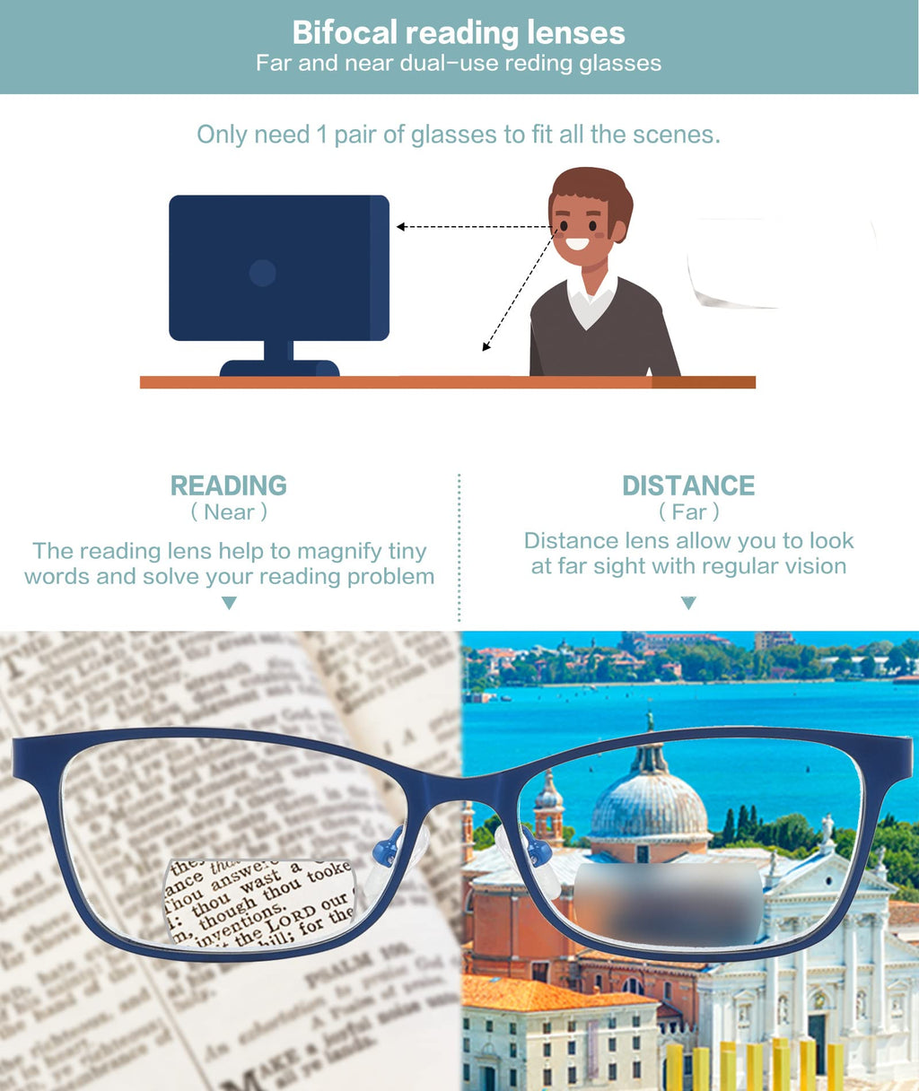 SUNAMOY Bifocal Reading Glasses Women Blue Light Blocking Computer Reader Clear Top Metal Small Cateye Fashion full Frame Ladies Designer Eyeglasses Stylish Lightweight Eyewear 2.50