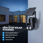 FONDAIL Solar Security Cameras Wireless Outdoor, 2K 360�� View Solar Powered WiFi 3MP Security Camera for Home Security with Color Night Vision, PIR Detection, 2-Way Audio, Motion Alert, Easier to use
