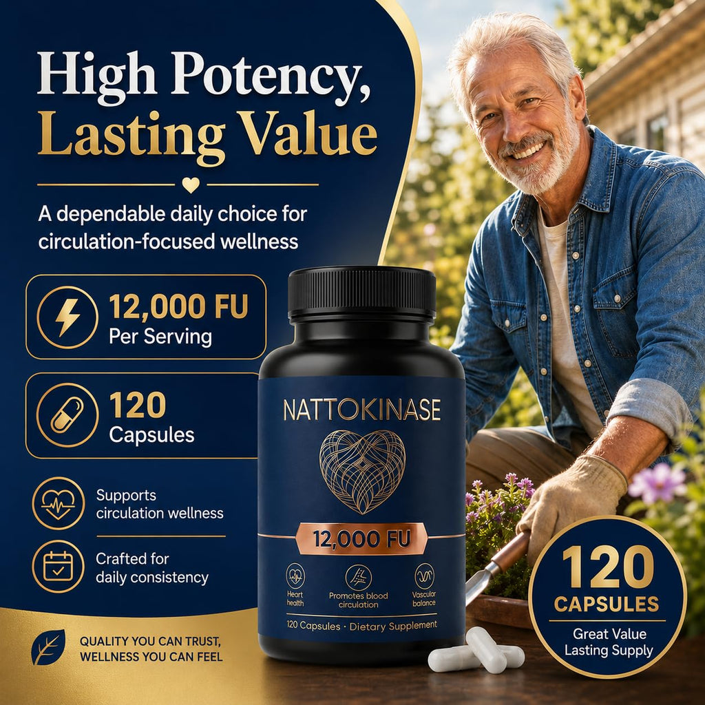 LUNESSA Nattokinase 12000 FU Per Serving, Nattokinase Supplement Organic, Supports Circulation & Heart Wellness, Vegan, Gluten Free, 120 Capsules