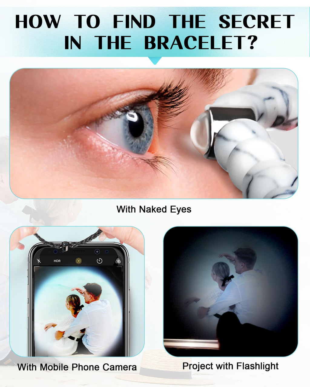 SUPHELPU Custom Bracelets with Picture Inside, Personalized Photo Bracelet Projection, Personalized Gifts for Men Memorial, Men's ID Bracelets