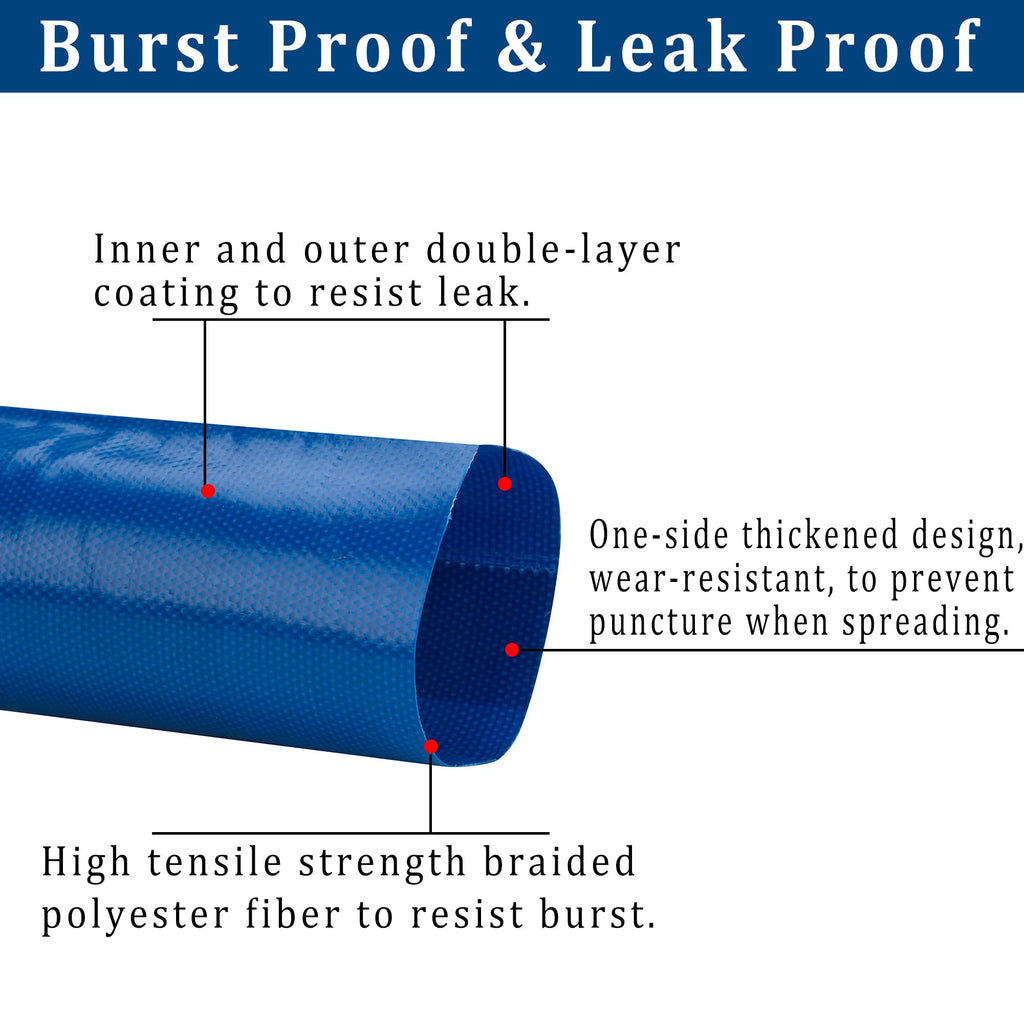 2-1/2 in x 25 ft Pool Backwash Hose Heavy Duty Drain Discharge Double PVC Lay flat General Purpose Vinyl Hose, Burst Resistant for Water Transfer Sump Pump Pool Filter (2.5in 25ft fiber reinforced)