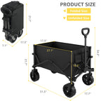 Collapsible Wagon with Wheels, Portable Wagons Carts Foldable, Folding Wagon Cart for Groceries, Sports Garden Shopping Utility Wagon