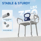 Shower Chair for Inside Shower,Bath Chair with Arms and Back,Aluminum Shower Stool for Tub,Slip Resistant Shower Bench,Height-Adjustable Shower Seat with Handles for Seniors,Neutral Gray