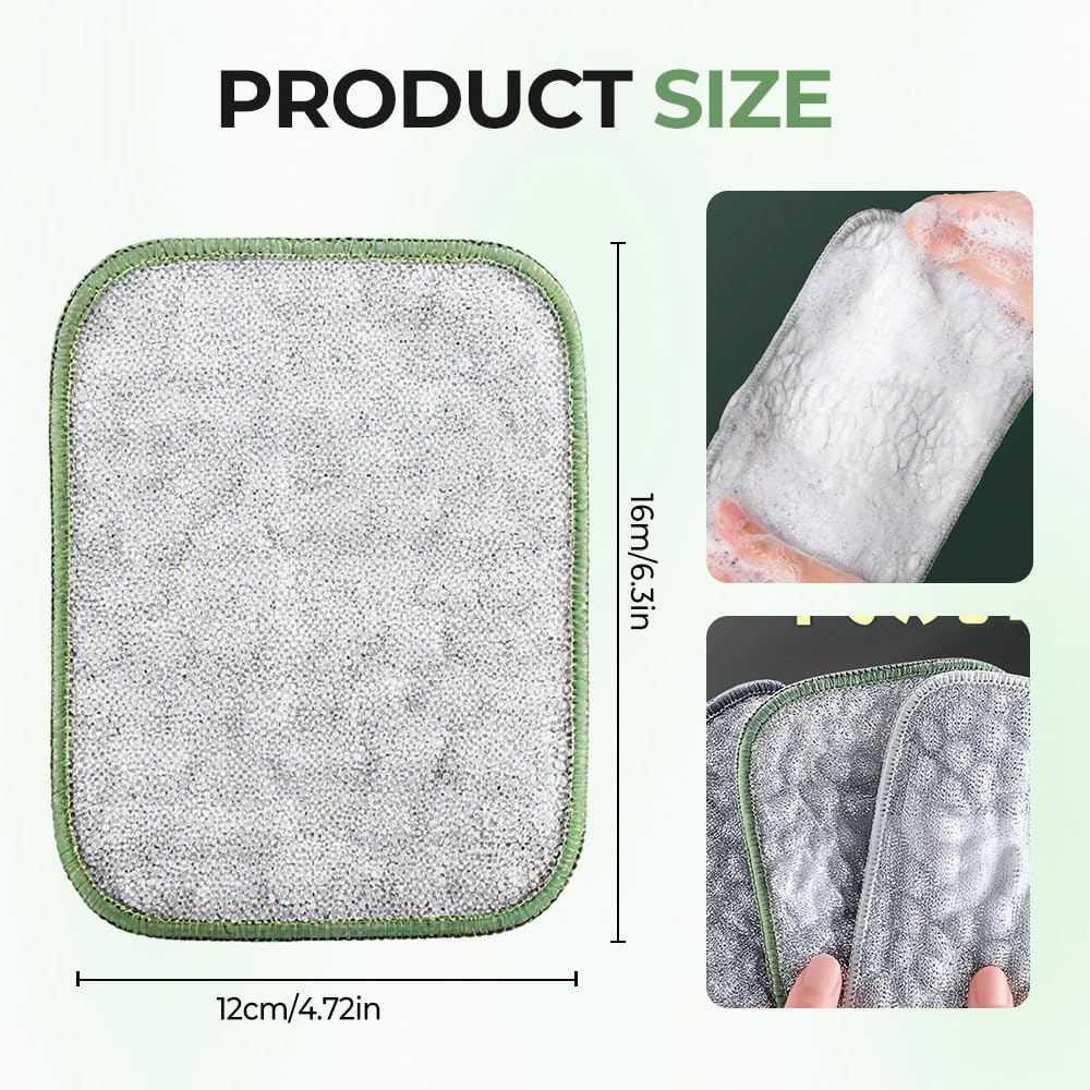Multipurpose Wire Dishwashing Cloth, 2025 Upgraded Double-Sided Cleaning Cloth, Silver Stainless Steel Cloth and Multi-Layer Cotton Thread, Metal Scrubbing Pads Sponge Cloths for Home Kitchen (5)