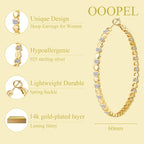 OOOPEL Gold Hoops Earrings for Women Sparkling 14k Gold Plated Rhinestone Hoop Earring for Womens Cubic Zirconia Jewelry Gift Large Hoop Earrings for Women