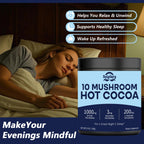 Suiyilary 10 Mushroom Hot Cocoa, 3mg Melatonin Sleep Supplement, Sugar Free Keto Cocoa Powder, Nighttime Drink, 1000mg Glycine, 200mg L-Theanine, Help Fall Asleep and Stay Asleep, 15 Servings