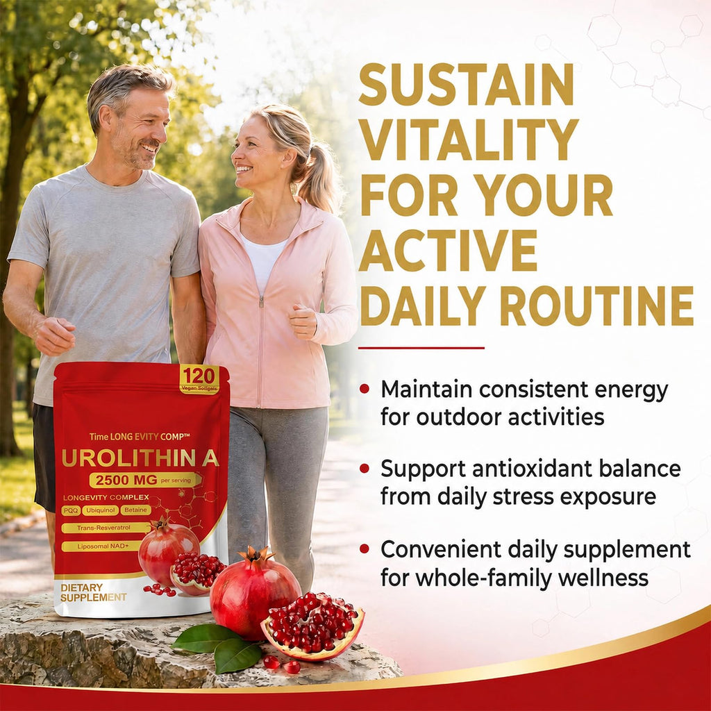 Urolithin A Supplement 2500mg with NAD+, Resveratrol, CoQ10 & PQQ, High Potency 5-in-1 Longevity Formula, Mitochondrial Support for Healthy Aging, Energy & Muscle Strength, 120 Softgels