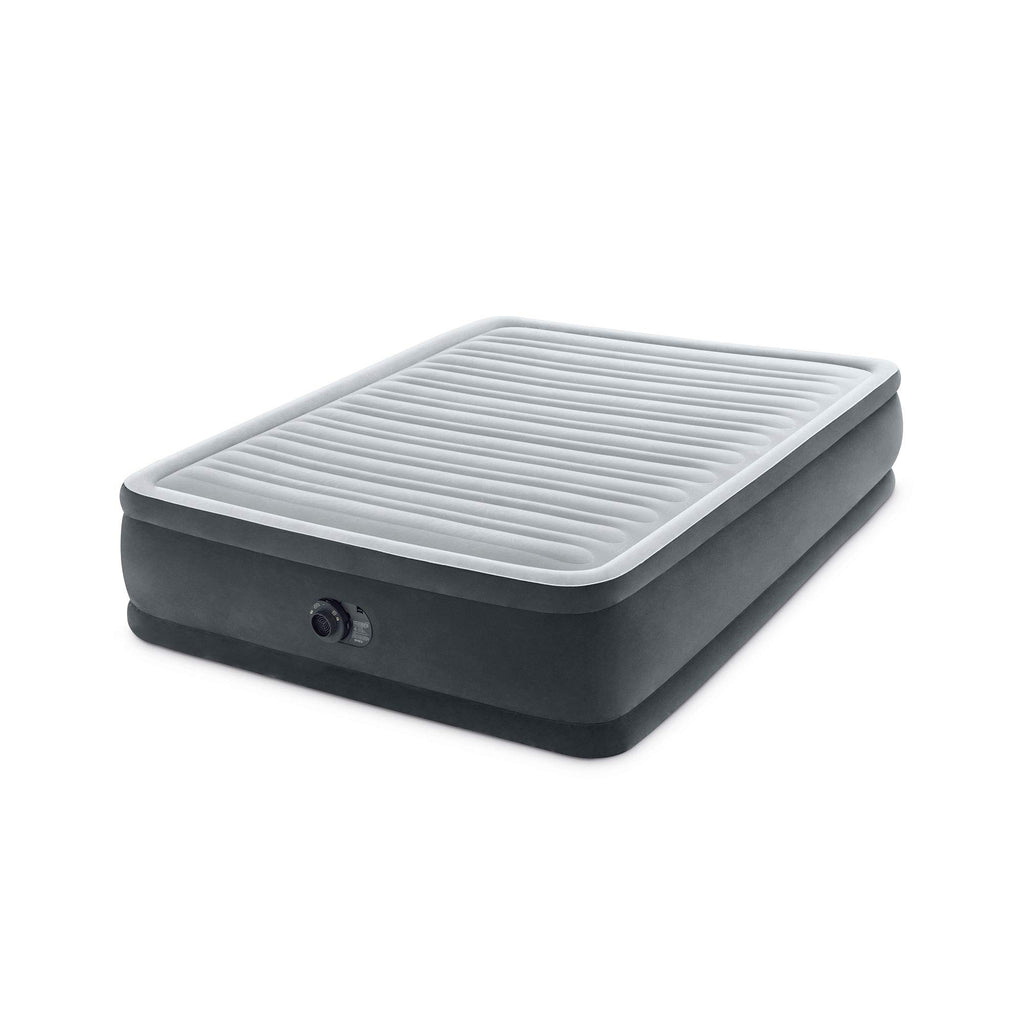 Intex 64417ED 22in Queen Dura-Beam Comfort Plush High-Rise Inflatable Air Mattress with Built in Pump for Travel and Camping, 600lb Weight Capacity