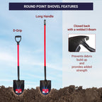 Bully Tools 14-Gauge Round Point Gardening Shovel, Fiberglass Handle