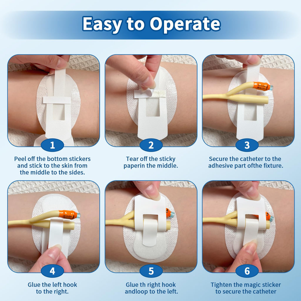 10 pcs Foley Catheter Stabilization Devices,Sterile Individually Packaged,Self-High Adhesive Catheter Supplies for Single/DoubleTube Holder,Catheter Holder