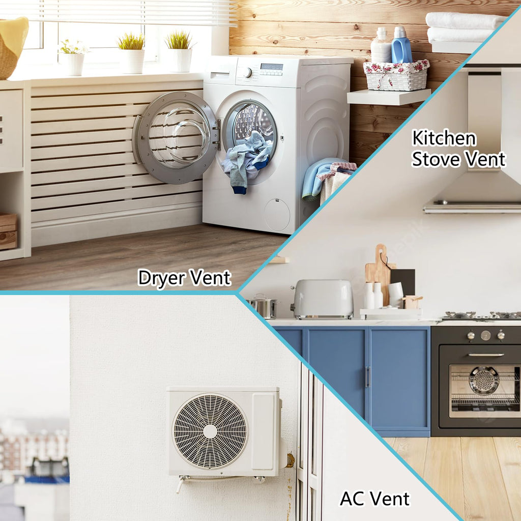 2 Pcs 4 Inch Dryer Vent Cover Outside, HG Power Metal Exterior Vent Cover with Removable Screen & Cushioned Non-Return Flap, Air Wall Vent for House, Range Hood, AC, Opening Diameter: 3.81" White