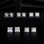 MDFUN 316L Stainless Steel Square Stud Earrings Set for Women Men 3-7MM