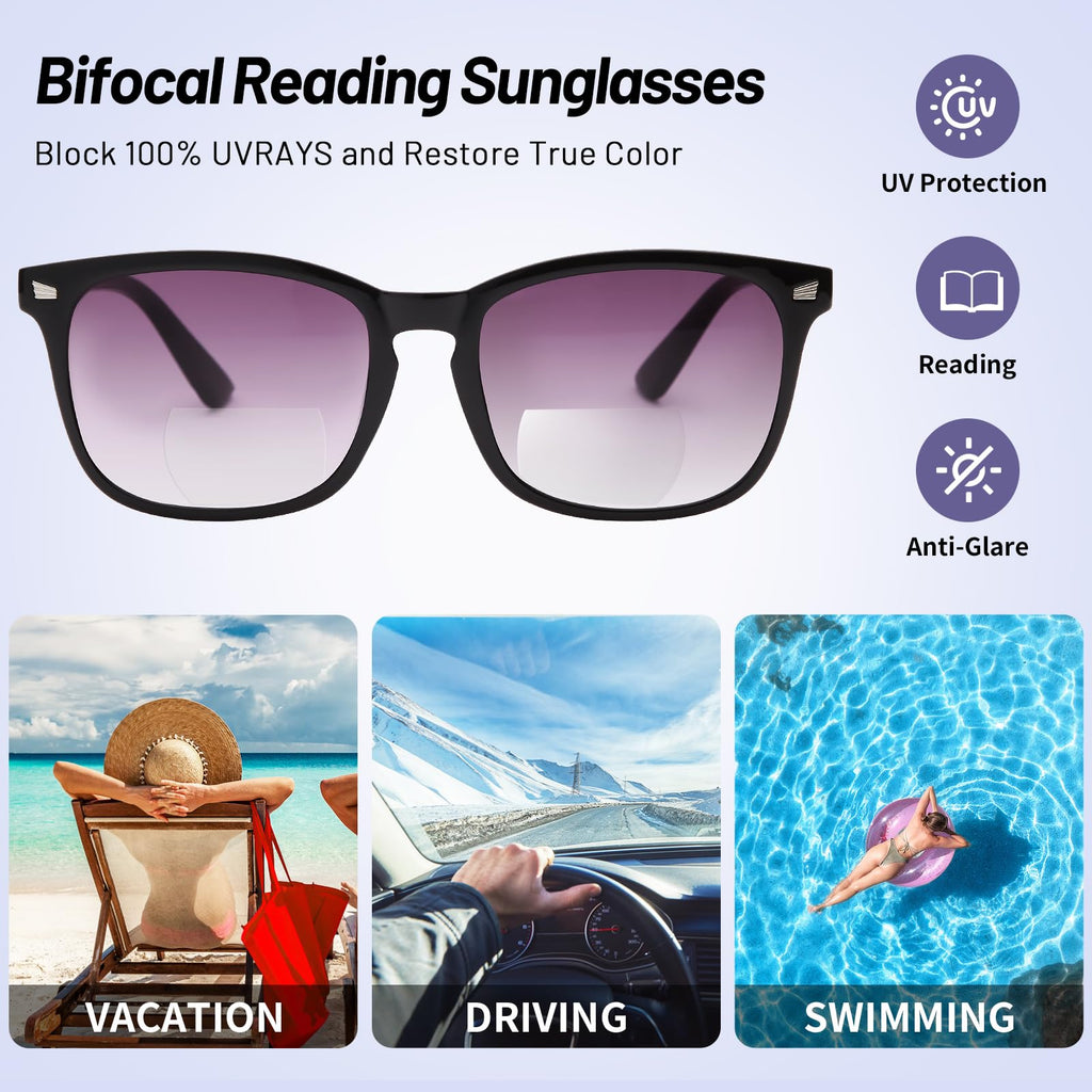 Serendishi 3 Pack Bifocal Reading Sunglasses for Women,UV400 Protection Spring Hinge Sun Readers Glasses for Outdoor 2.0