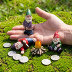 ZIXINMEI Funny Drunk Garden Gnomes 4PCS Mini Resin Figurines - Drunken Dwarf Statues for Outdoor Patio Yard Lawn Desk Decor, Waterproof Handcrafted Ornament Gift