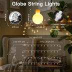 suddus 43FT Connectable Globe String Lights Plug in Remote Warm White