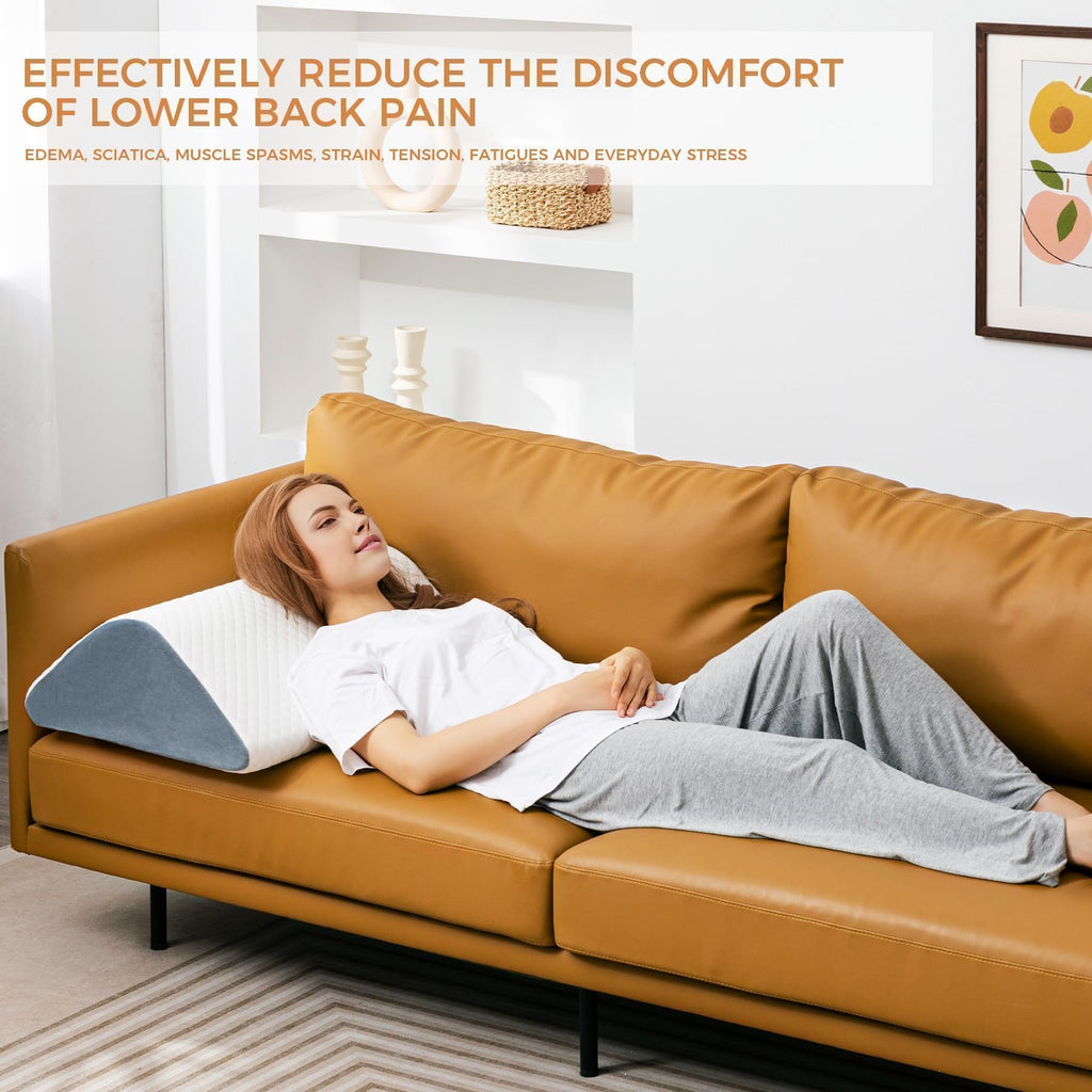Knee Wedge Pillow for Post-Surgery Recovery-Leg Elevation Support for Sleep Position, Alleviating Lower Back & Hip Pain Enhancing Circulation in Ankles Legs Triangle Pillow with Removable Cover