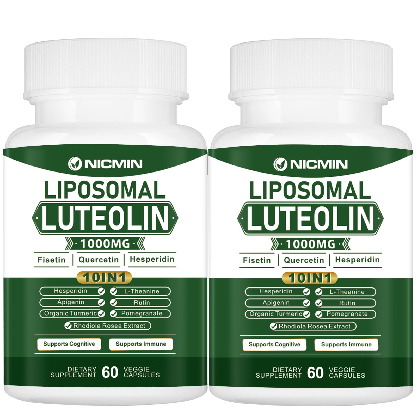 NICMIN 1000MG Liposomal Luteolin, Maximum Absorption, Potent Luteolin Supplement 120 Capsules