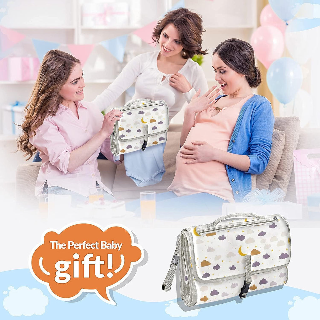 Portable Baby Changing Pad XL-Waterproof Folding Changing Pad Ideal as Gift for Newborn-The Diaper Changing Pad is a Detachable Bag with 6 Pockets as a Toiletry Bag for Baby Items