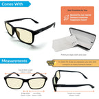 J+S Blue Light Reading Glasses for Women Men | 3 in 1 Readers Block Harmful Blue-Light 100% UVA UVB | 1.0+ to 3.0+ Diopter (Haka - Rectangle | Black Frame 2.0+)