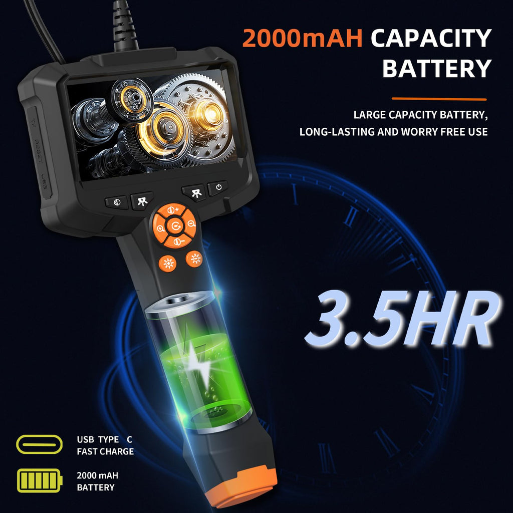 Daxiongmao 1080P HD Borescope Camera, IP67 Waterproof Endoscope with 8 Adjustable LED Lights, 16.5ft Semi-Rigid Snake Camera for Automotive Engine, Wall, Vent, Pipe Inspection, Men's Tool
