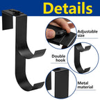 codree 2 Pcs Adjustable Pool Fence Hooks for Pool Equipment, Black Heavy Duty Fence Hooks for Pool Poles, Slipe-on Fence Hanger for Pool Hose Pool Skimmer, Fits 1.4 Inch to 3 Inch Railing