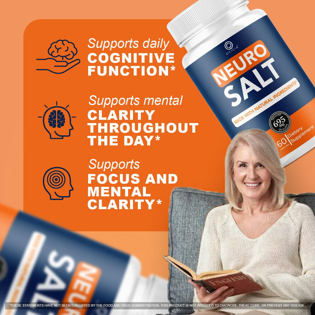Neuro Salt Capsules - Official NeuroSalt Pills Advanced Premium Formula Support Maximum Strength, All Natural Ingredients Vitamins for Overall Health & Wellness, 60 Capsules for 1 Month