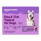 Amazon Basics Flea and Tick Topical Treatment and Prevention for Large Dogs (45-88 lbs), Fast Acting and Long Lasting, 3 Count, Packaging May Vary
