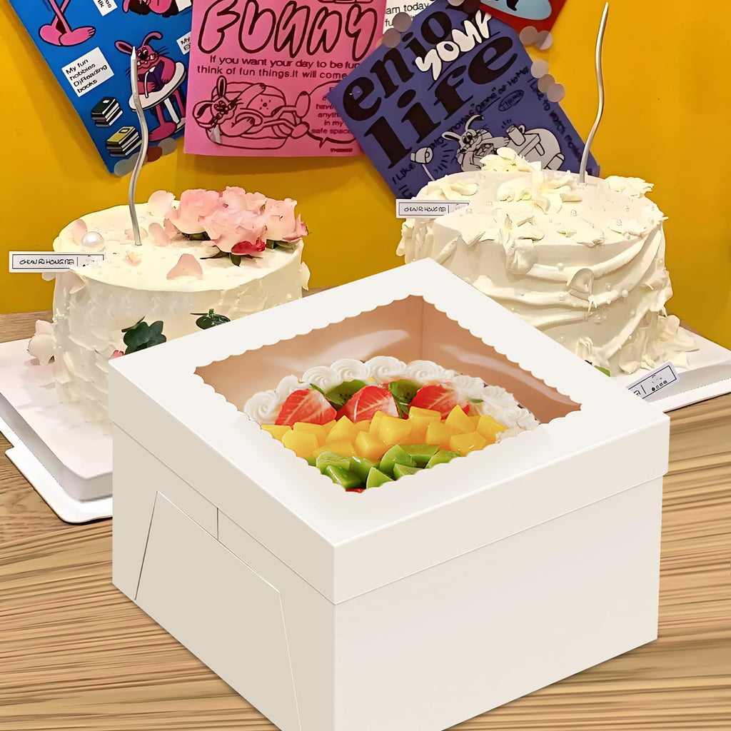 Packpal 24 Pack Cake Boxes 12 Inch, Sturdy 12x12x8 Inch Bundt Cake Boxes for Home Bakers, Transportation, Multi-Layer Cakes, White Gift Cakes For Wedding, Birthday, Fathers day