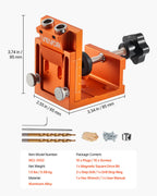VEVOR Pocket Hole Jig Kit, 0.47 to 1.89 in Adjustable, Jig Pocket Hole System with Step Drill, Hex Wrench, Drill Stop Ring, Square Drive Bit, Plugs and Screws, Reinforced Metal Frame, for Woodworking