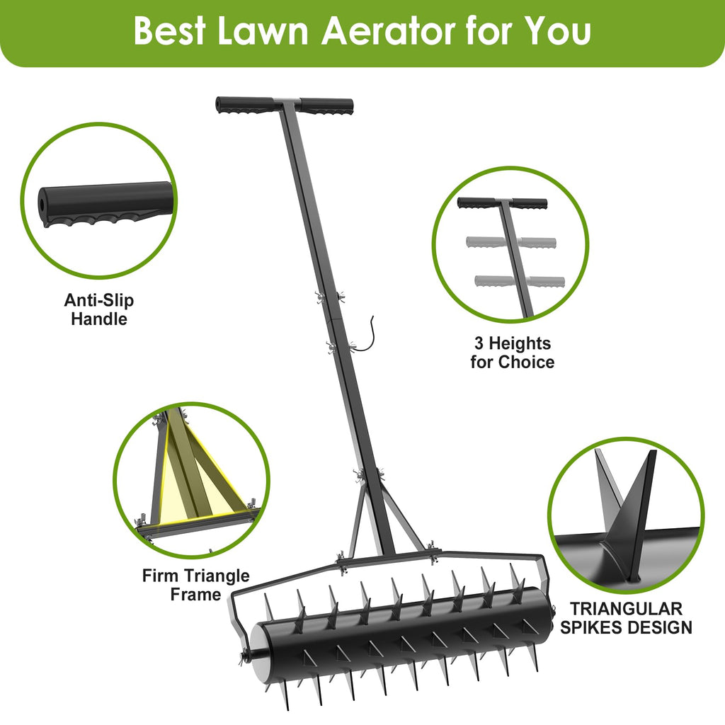 Seeutek 23Inch Rolling Lawn Aerator - Upgraded Heavy Duty Aerators