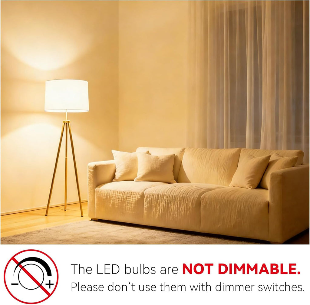 TJOY A19 LED Light Bulbs 60 Watt Equivalent, Warm Soft White 2700K Lightbulbs, E26 Standard Base LED Bulbs, 9W Energy Saving for Home, 800 Lumens, 85+ CRI, 120V, Non-Dimmable, UL, 6 Pack