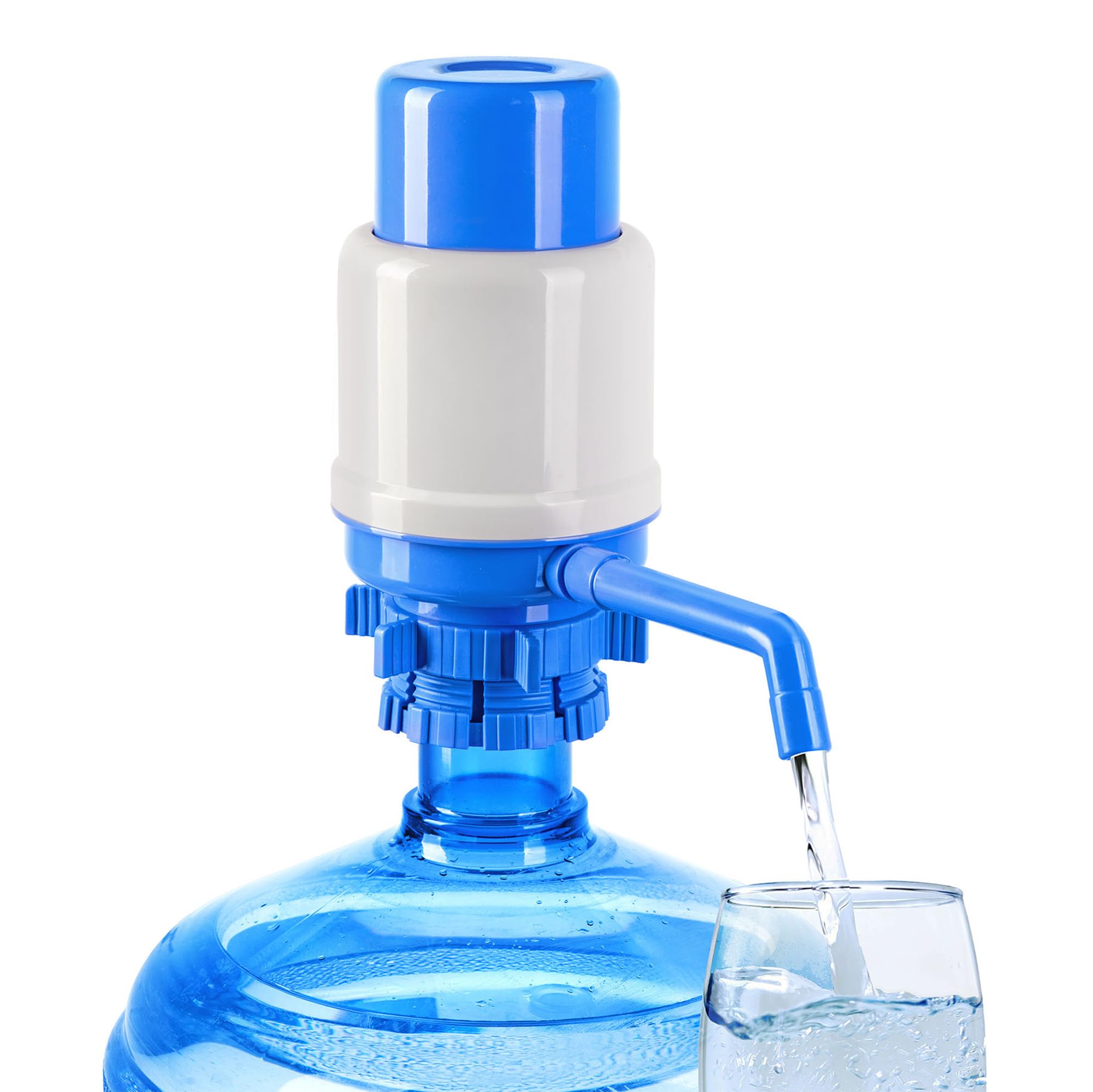 HotFrost Manual Water Pump for 5 Gallon Jug & Bottle – Non-Electric 5 Gallon Water Dispenser, Universal Hand Pump with 3 Adjustable Tubes, 53mm Screw Top Adapter, Spout Cap & Cleaning Brush, BPA-Free