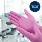HALYARD PINK UNDERGUARD Nitrile Exam Gloves, Powder-Free, 4.7 mil, Extended 12 Inches Cuff, Pink, X-Small, 47452 (Box of 100)