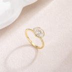 EAMTI 3CT Engagement Rings for Women Oval Cut CZ Solitaire Promise Wedding Bands Travel Bezel East West Ring 14K Gold Plated Size 7