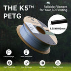 kexcelled Clear PETG Filament 1.75mm,High Light Transmittance Transparent PETG 3D Printer Filament 1kg Spool (2.2lbs), Upgrade Stronger Toughness Printing Consumables, Dimensional Accuracy +/-0.03mm