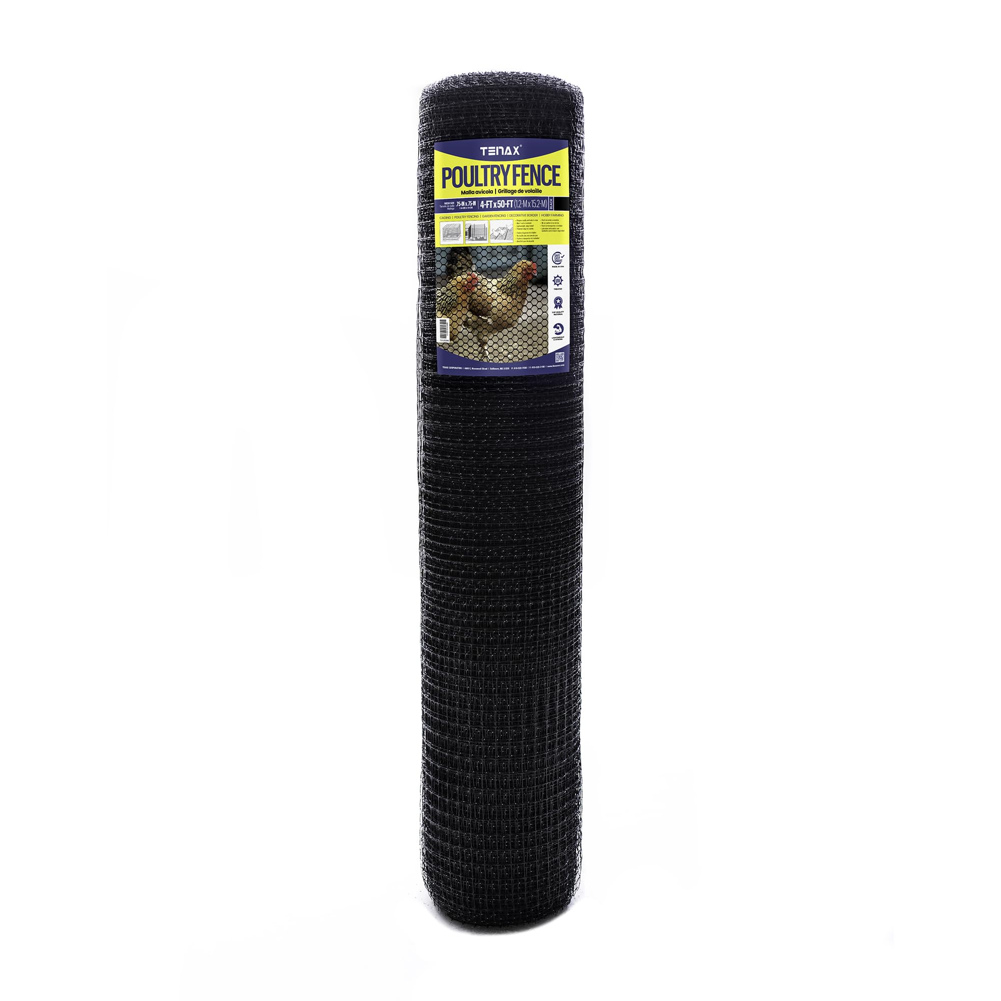 Tenax Deer Netting - Heavy Duty, 7ft Netting for Gardens - 7 Ft x 100 Ft - Black Polypropylene
