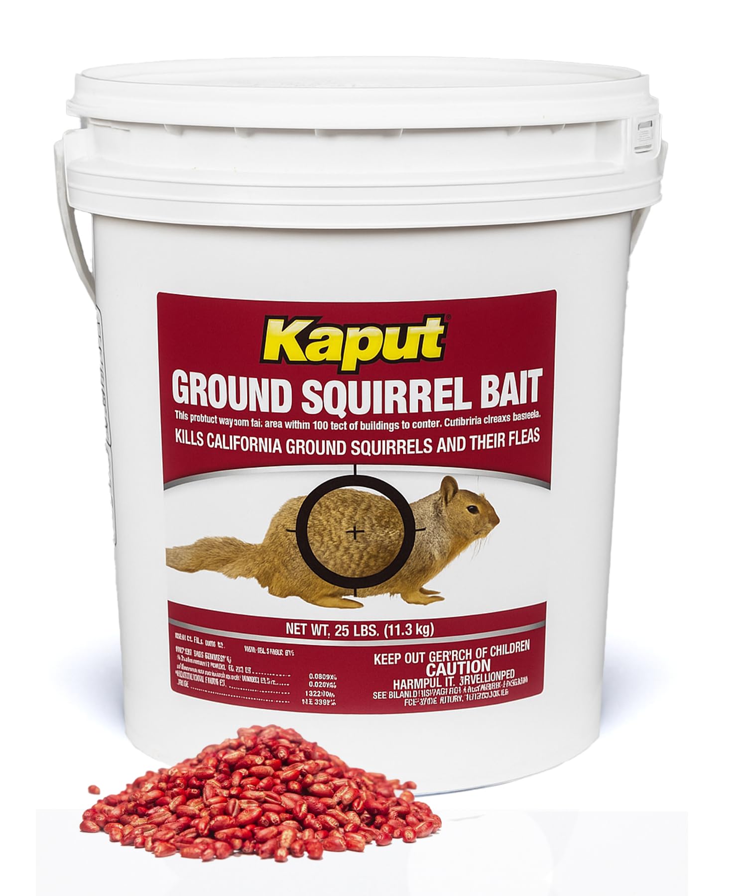 Kaput Ground Squirrel Bait - Effective Fleas & Squirrel Killer with Diphacinone & Imidacloprid - Targeted Pest Control for Outdoor Use, (25 lbs)
