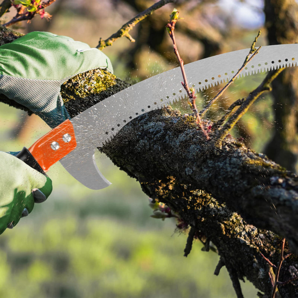 14FT Pole Saw for Tree Trimming 2-in-1 Hand Saw Steel Blade Extension Pole