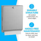 Bobrick B-2620 Surface Mounted Paper Towel Dispenser - Stainless Steel Commercial Bathroom Towel Dispenser with Knob-Latch 400 C-Fold or 525 Multifold Capacity