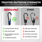 5-Piece 24 Inch Bungee Cords with Carabiner Hooks, Heavy Duty Rubber Elastic Tie Down Straps, Bungee Cord with Carabiner Clips for Cargo, Truck Bed, Camping, Motorcycle and Outdoor Use (Blue)